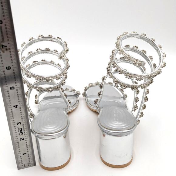 Azalea Wang Emiliano Rhinestone Ankle Wrap Strappy Sandals Women's Size US6 EU37 - Picture 5 of 12